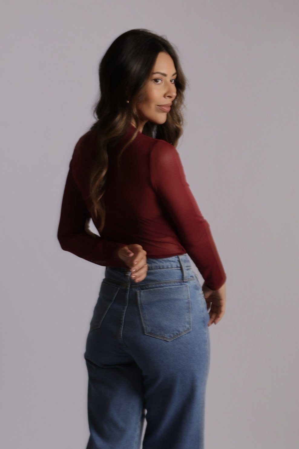 Blusa tule Lily — bordô
