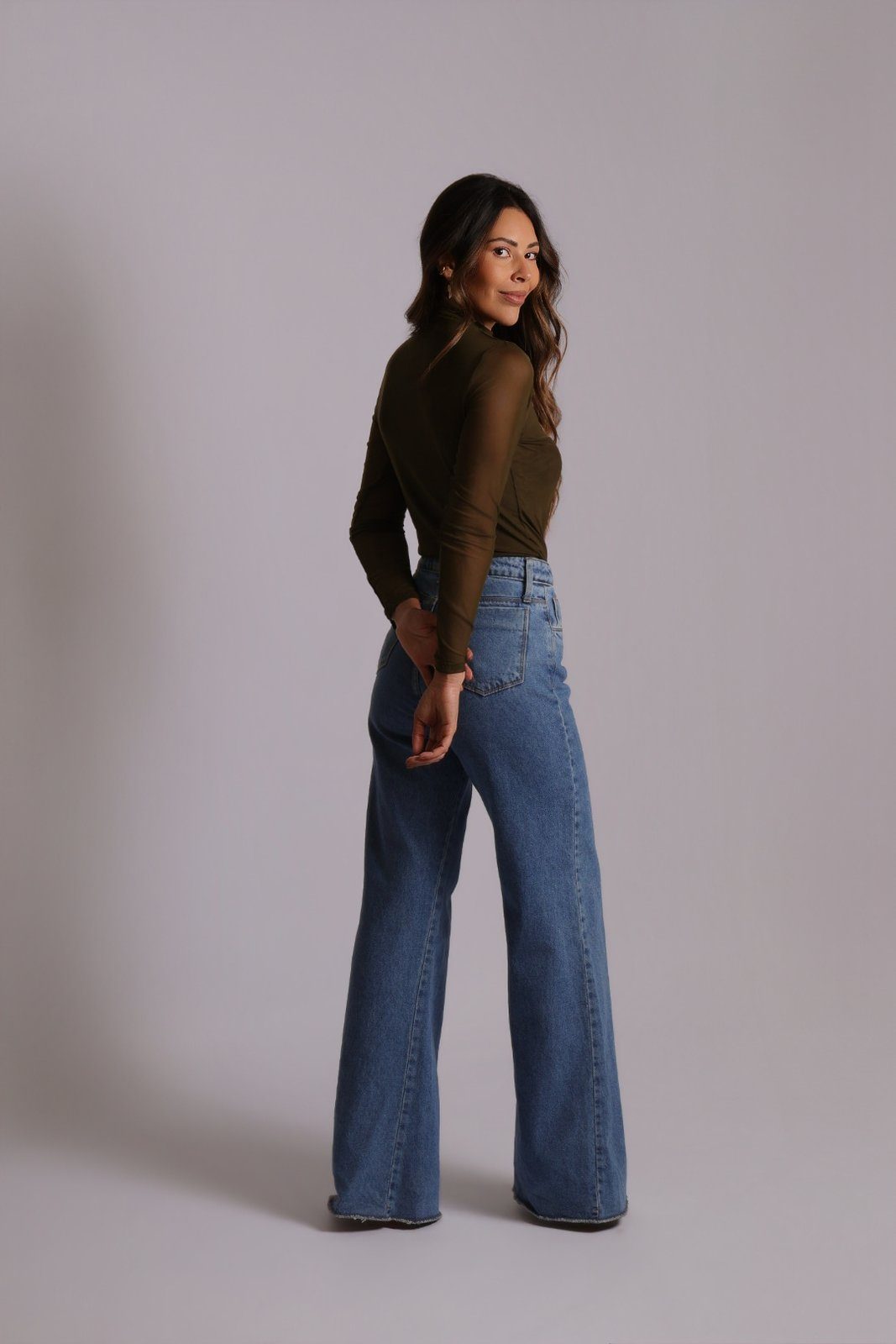 Blusa tule Lily — verde oliva