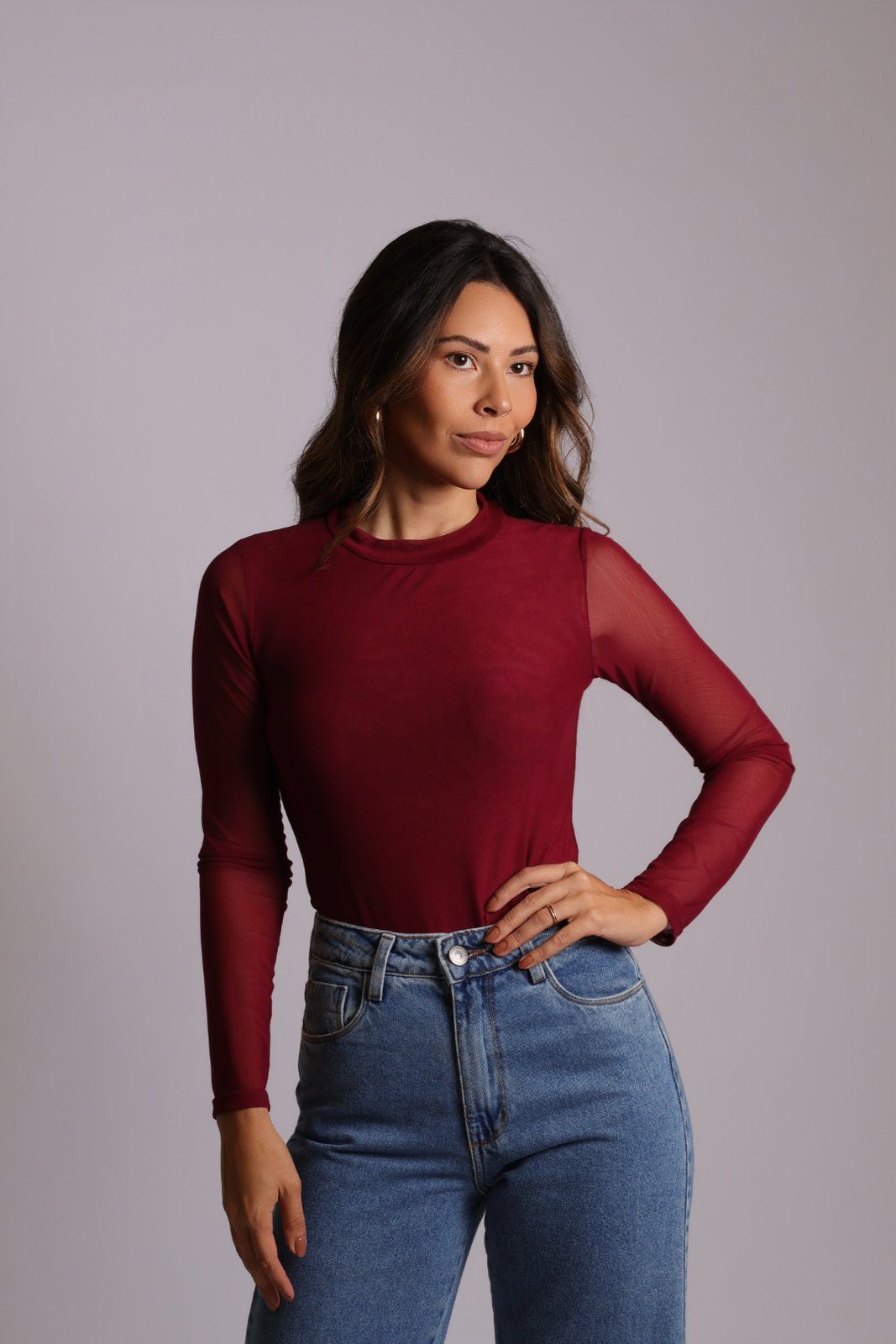 Blusa tule Lily — bordô