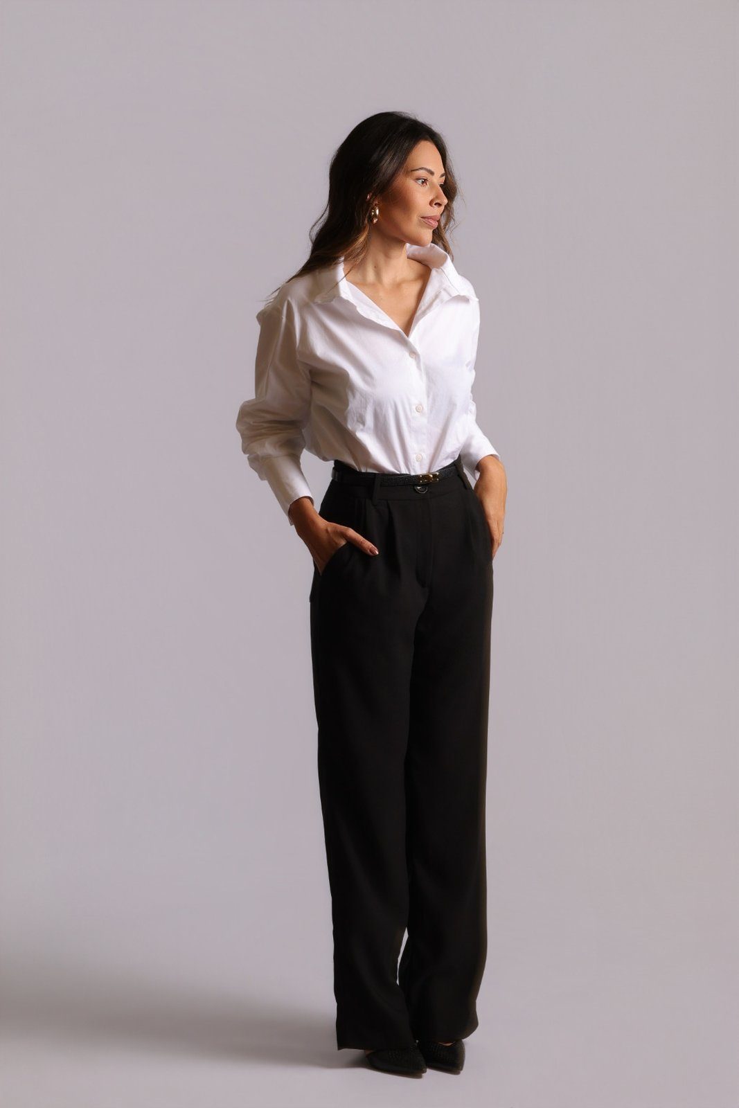 Camisa gola altiva — branca