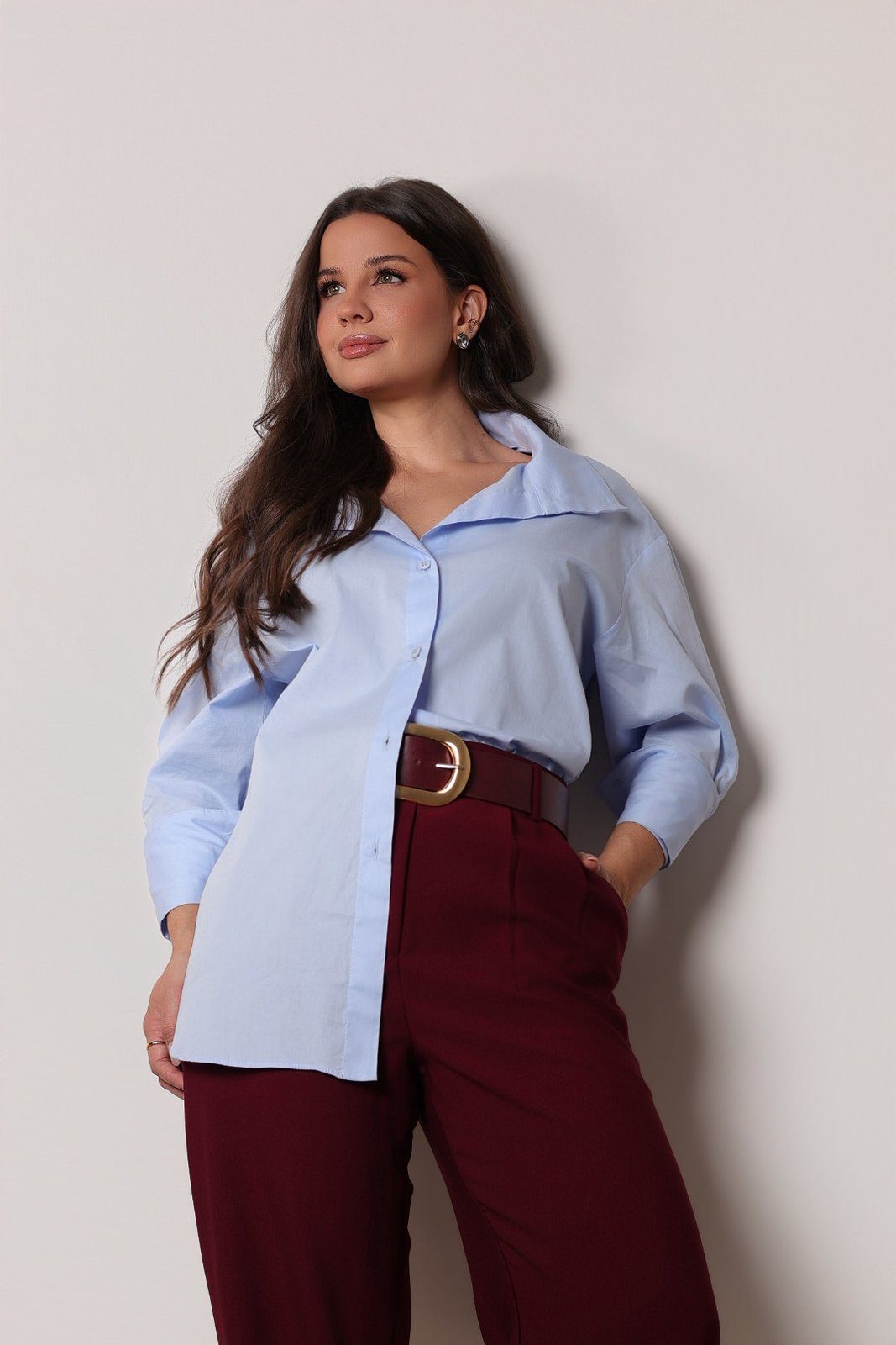 Camisa gola altiva — azul