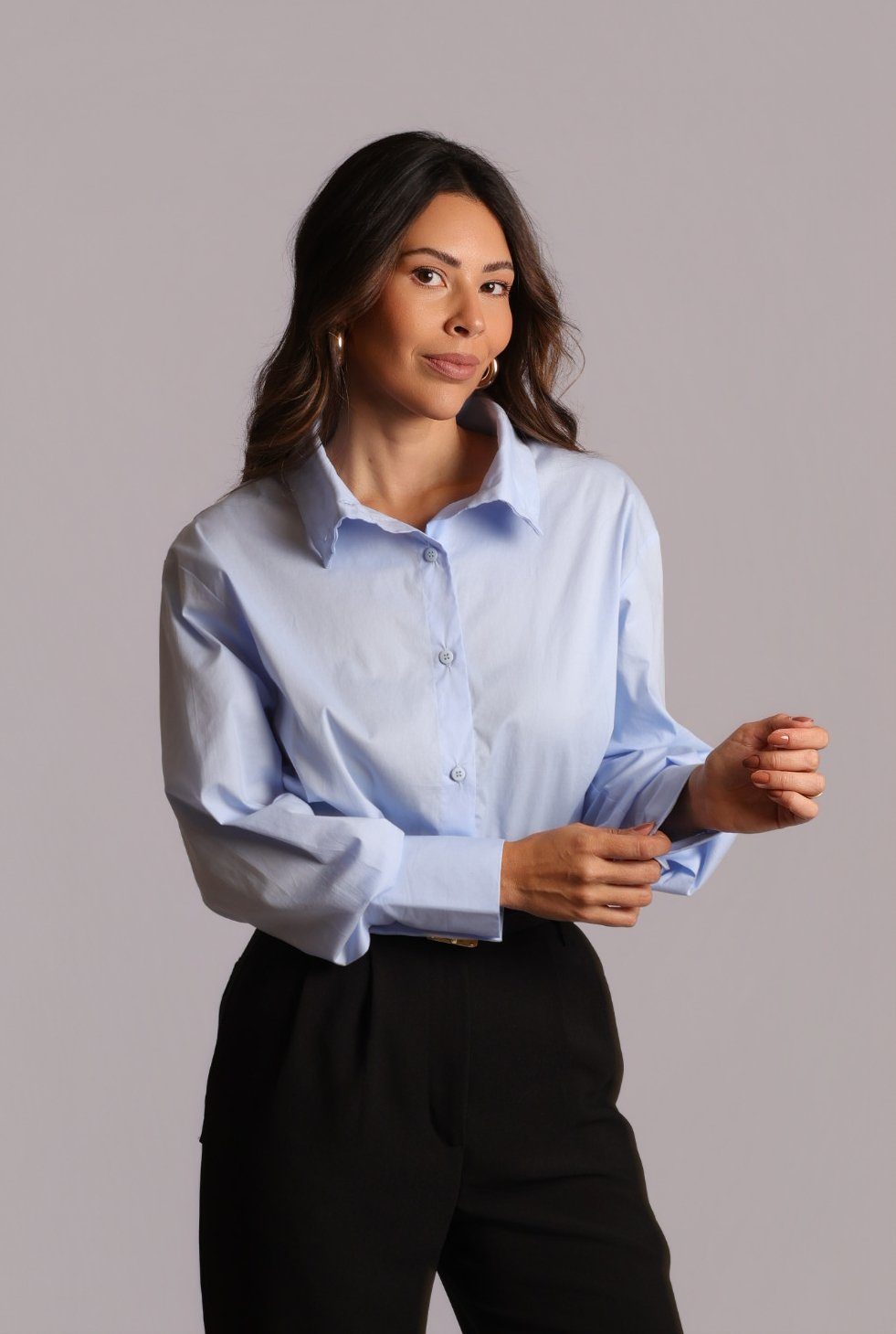 Camisa gola altiva — azul