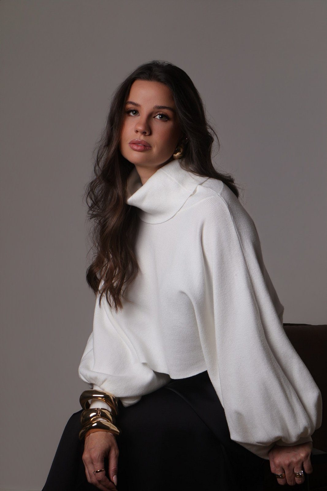Blusa tricô gola Eva — off white