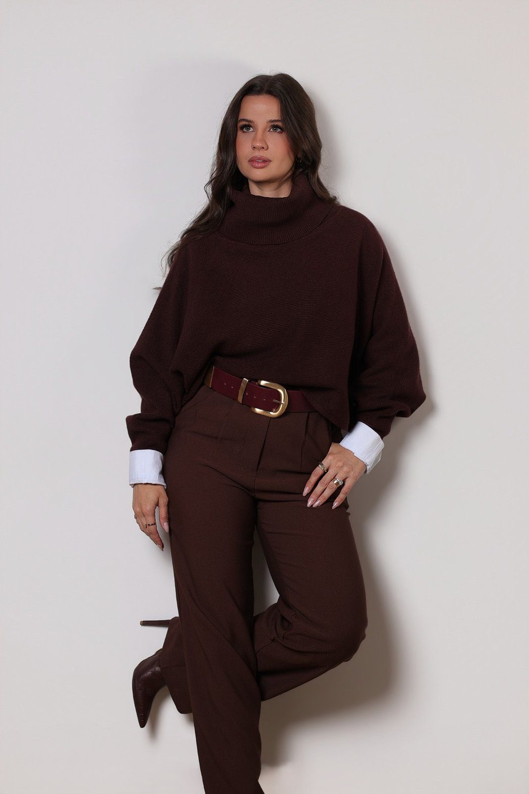 Blusa tricô gola Eva — marrom