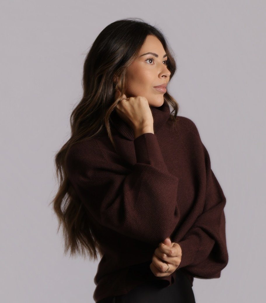 Blusa tricô gola Eva — marrom