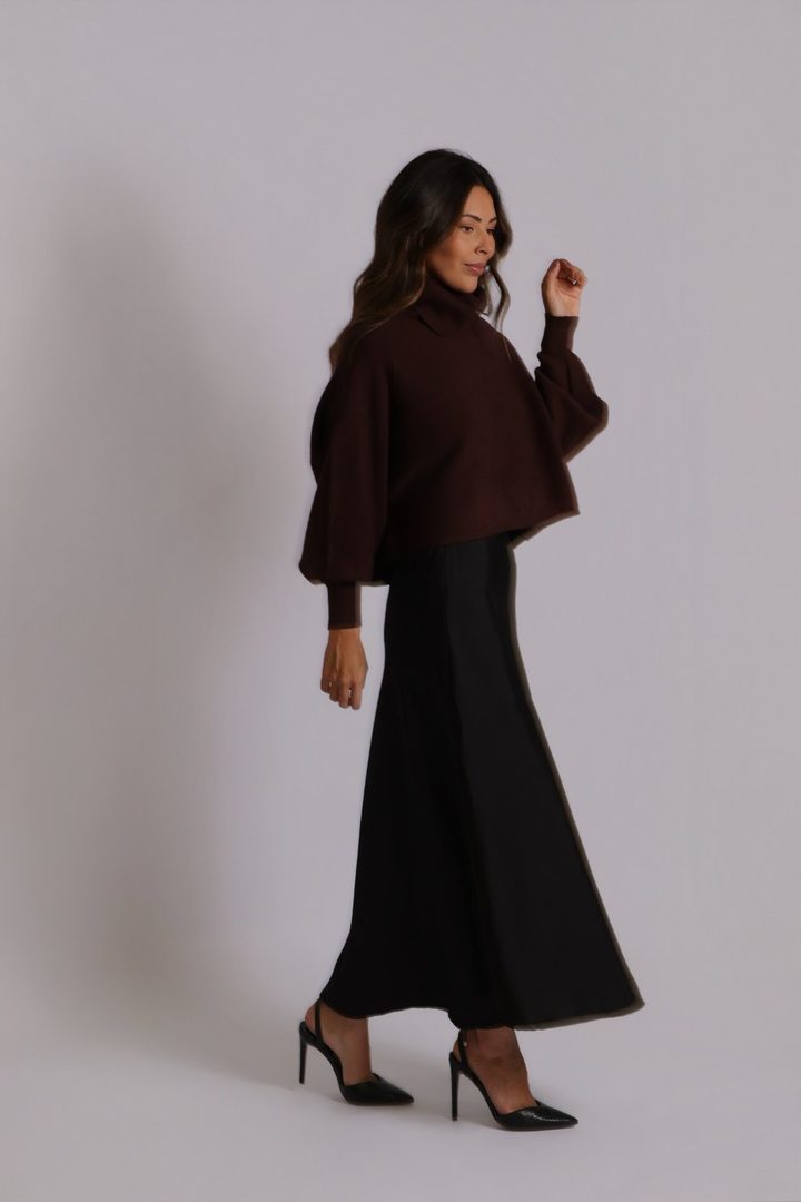 Blusa tricô gola Eva · Marrom