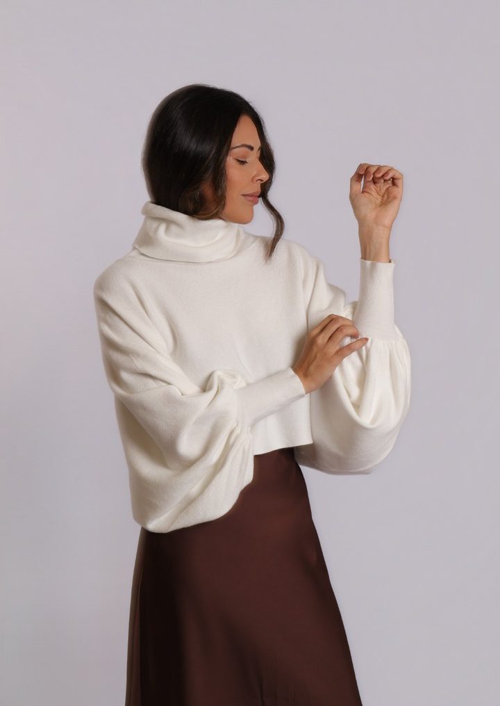 Blusa tricô gola Eva · Off white
