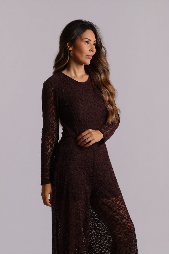 Body de renda Jasmine · Marrom