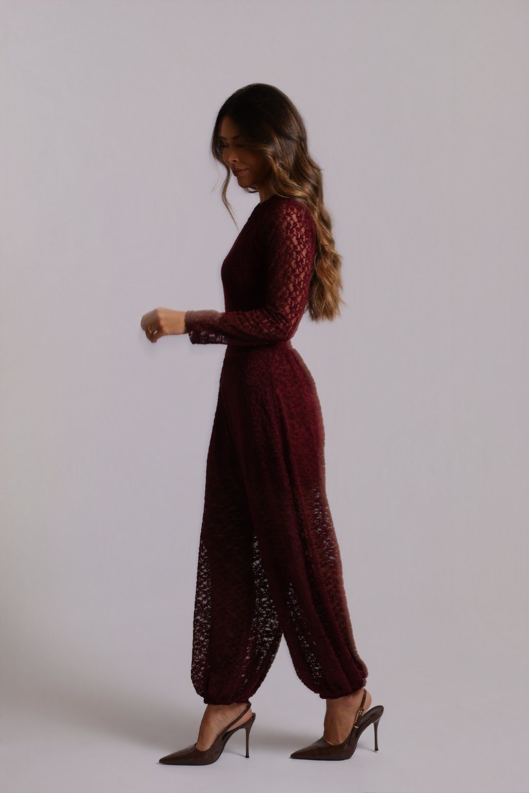 Calça Renda Jasmine — vinho