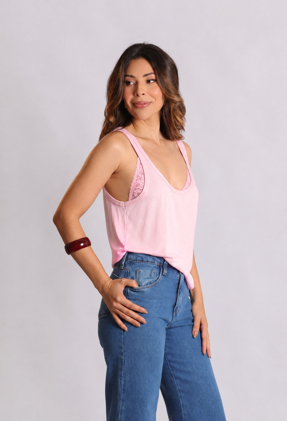 Regata básica Lalá rosa — Blusas Malê