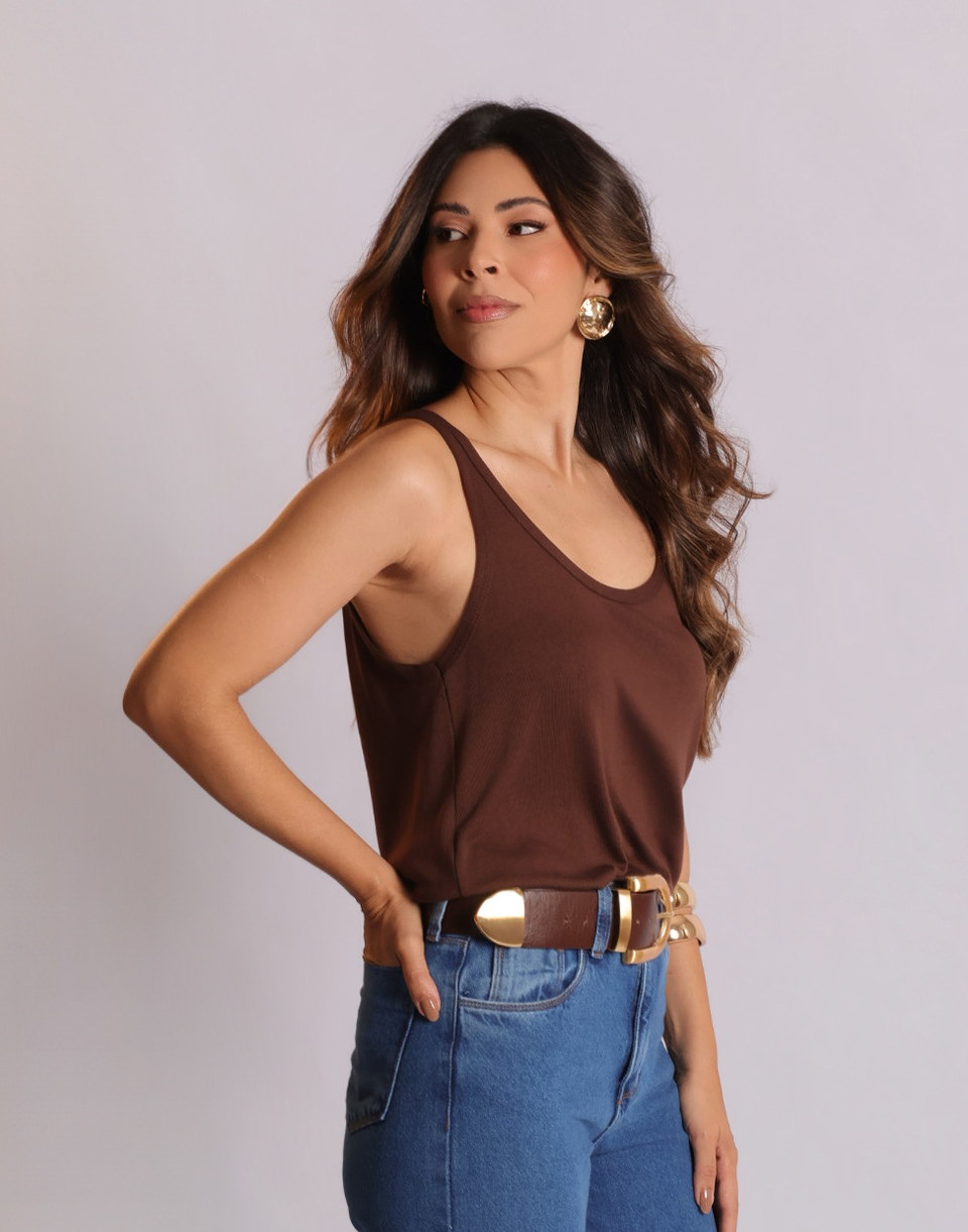 Regata básica Lalá marrom — Blusas Malê