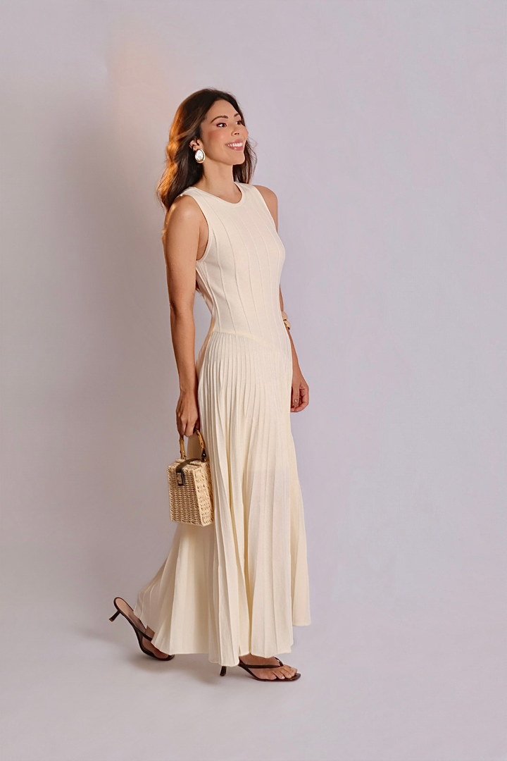 Vestido tricô midi Laís · Areia Areia — Vestidos Malê