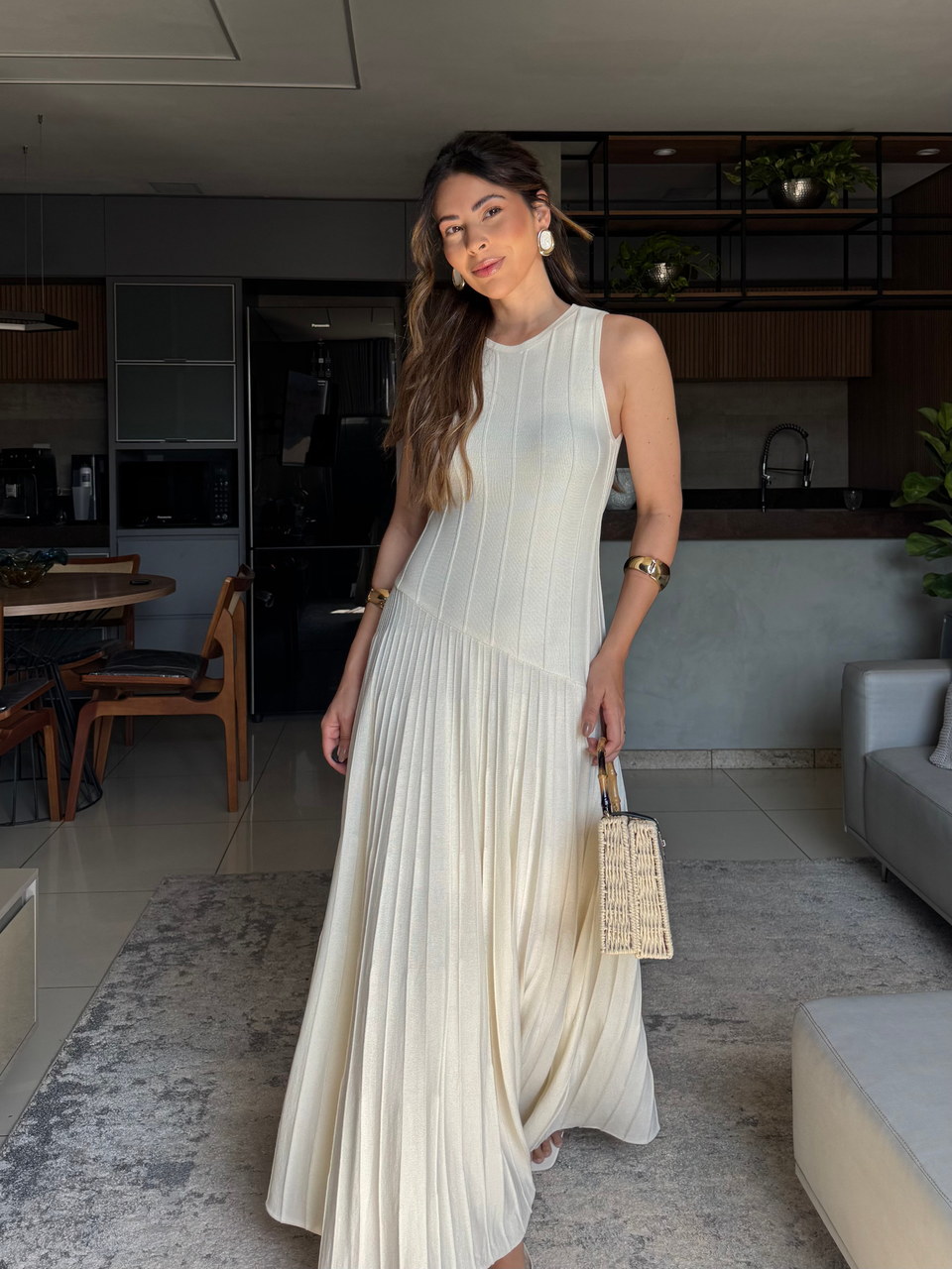 Vestido tricô midi Laís — Vestidos Malê
