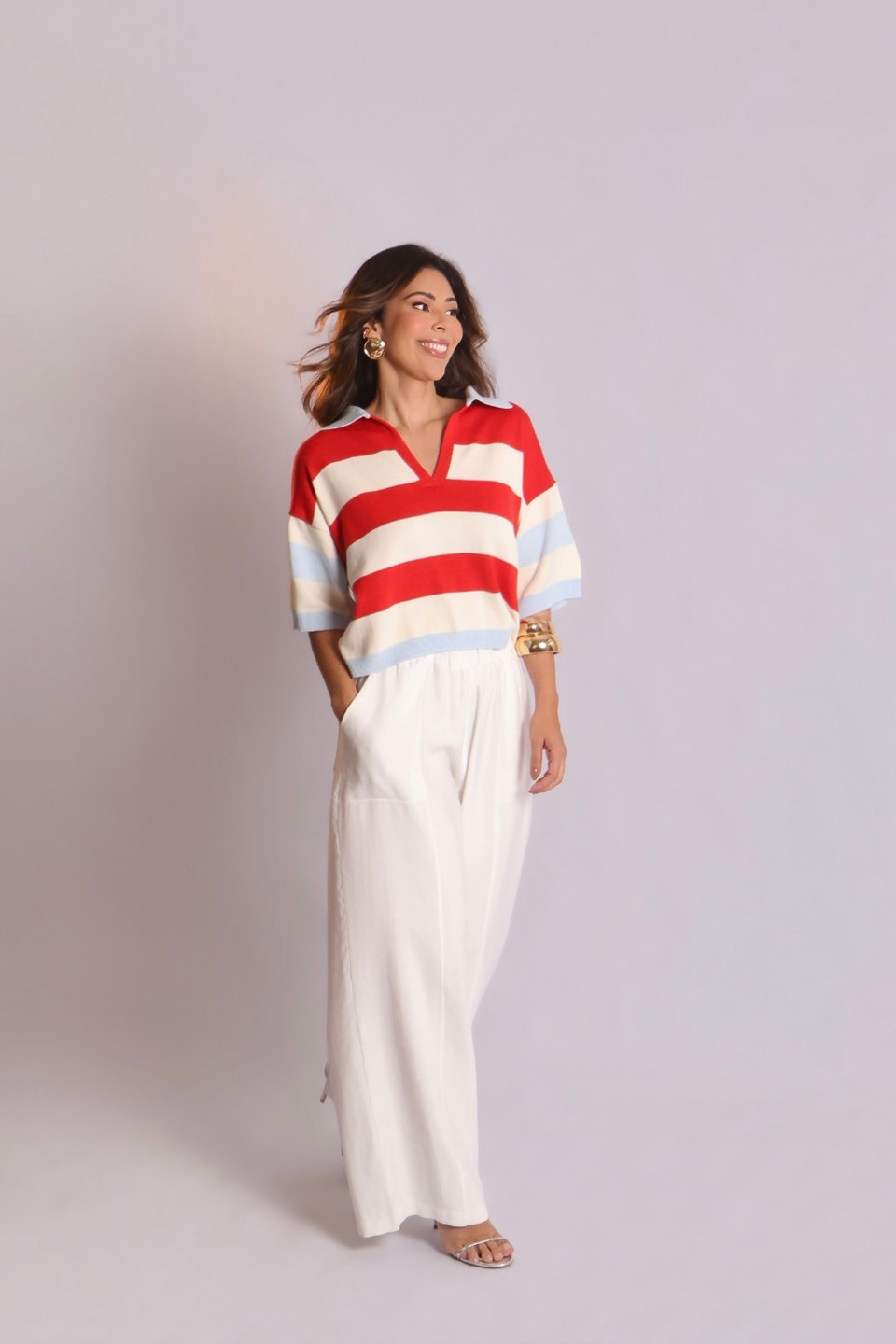 Blusa tricô Helena listras — Blusas Malê