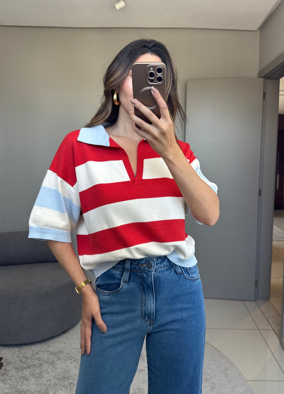 Blusa tricô Helena listras — Blusas Malê