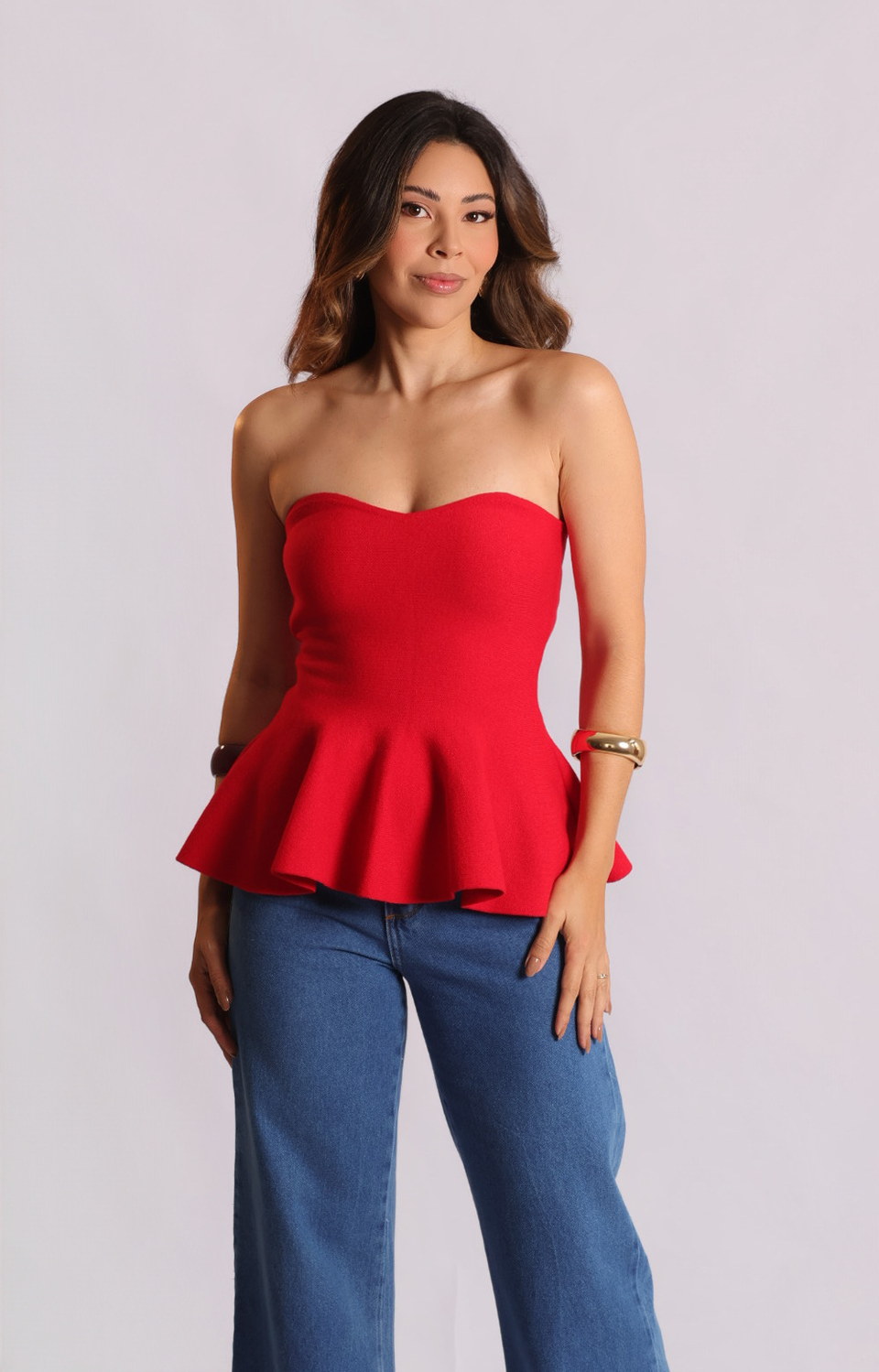 Tomara que caia peplum Elis vermelho — Blusas Malê
