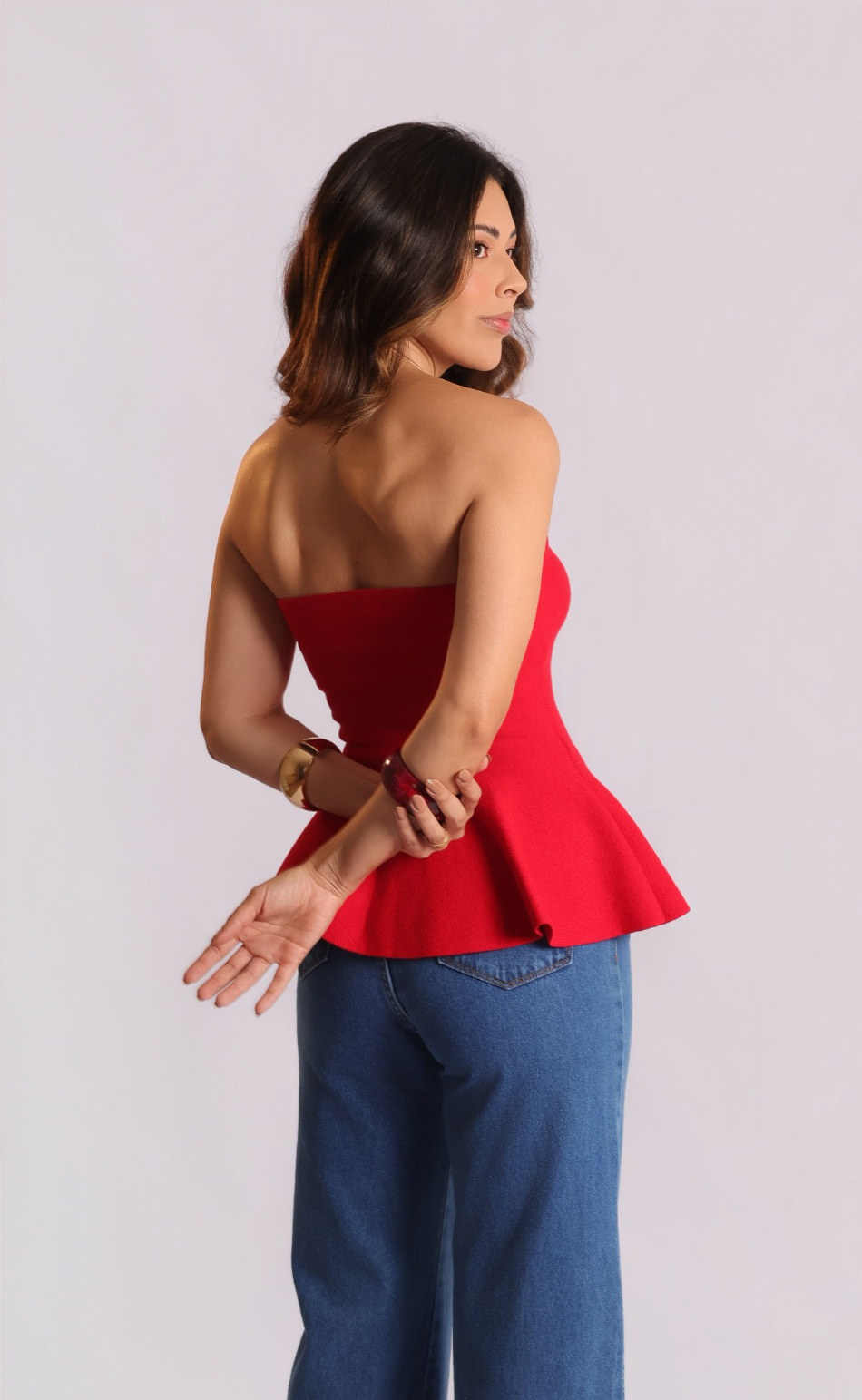 Tomara que caia peplum Elis vermelho — Blusas Malê