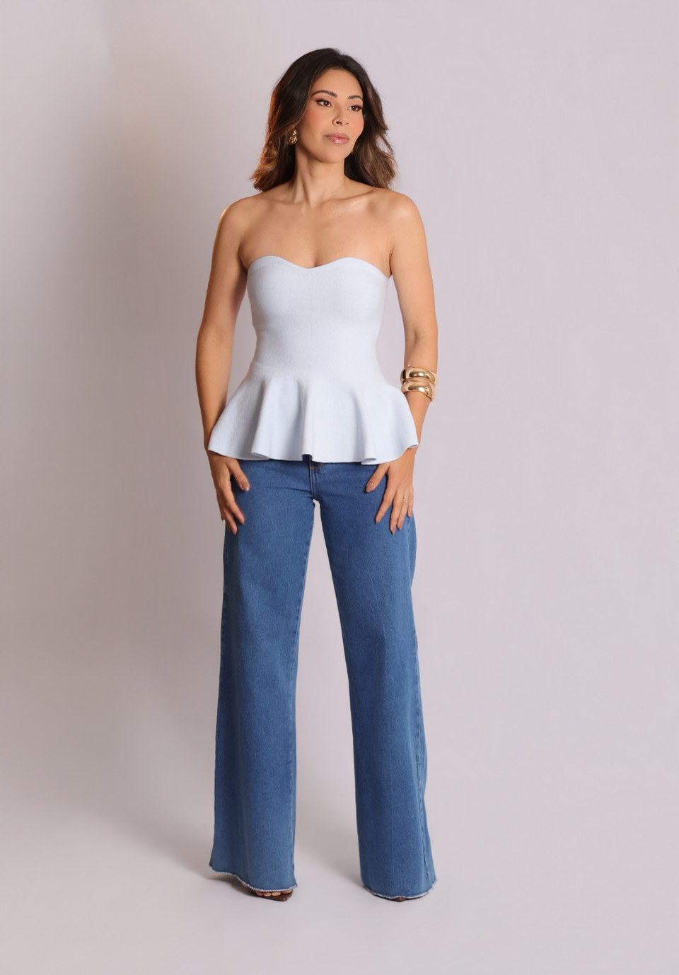 Tomara que caia peplum Elis baby blue — Blusas Malê
