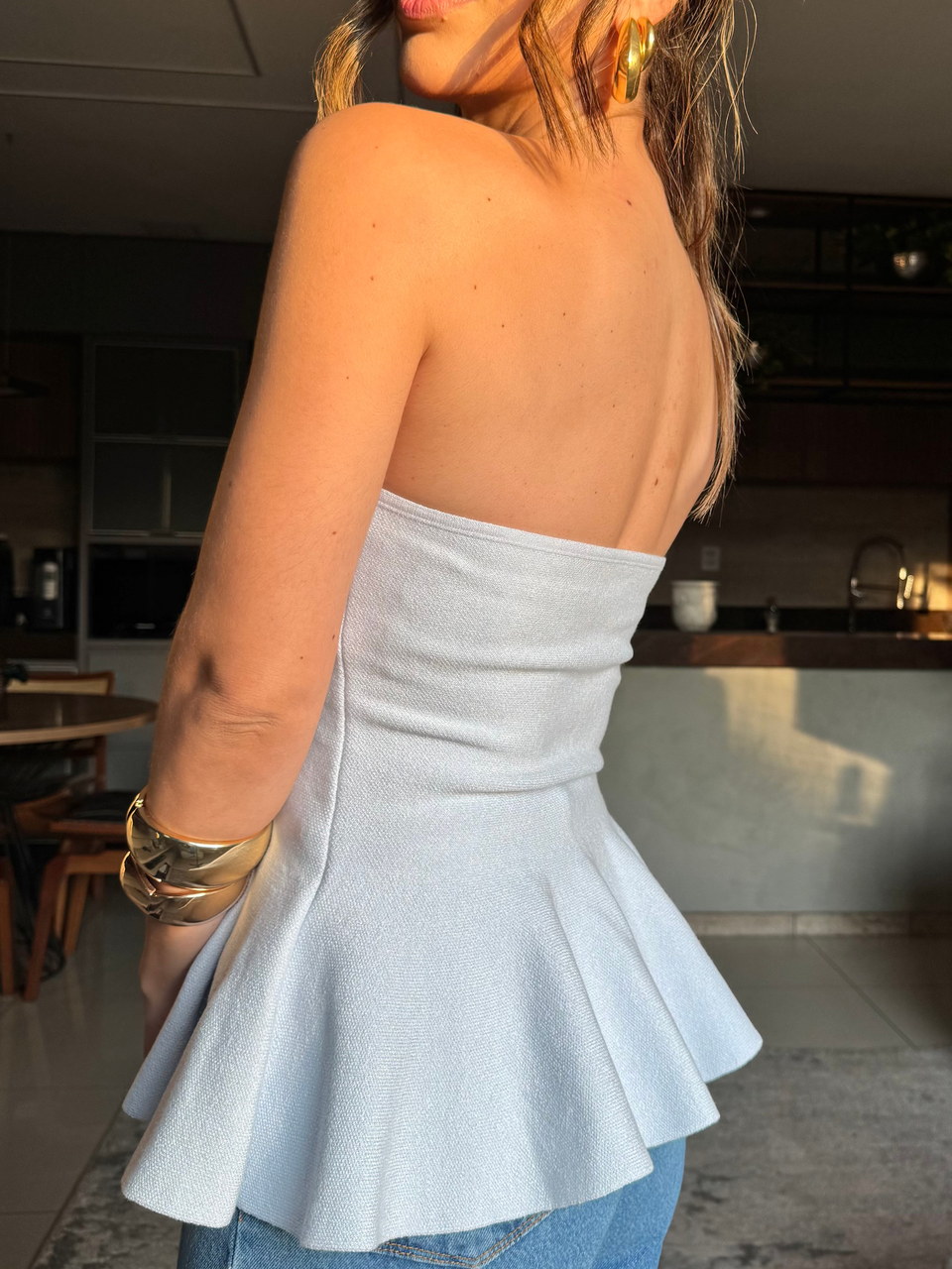 Tomara que caia peplum Elis baby blue — Blusas Malê