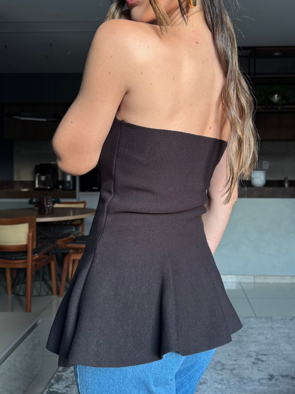 Tomara que caia peplum Elis preto — Blusas Malê
