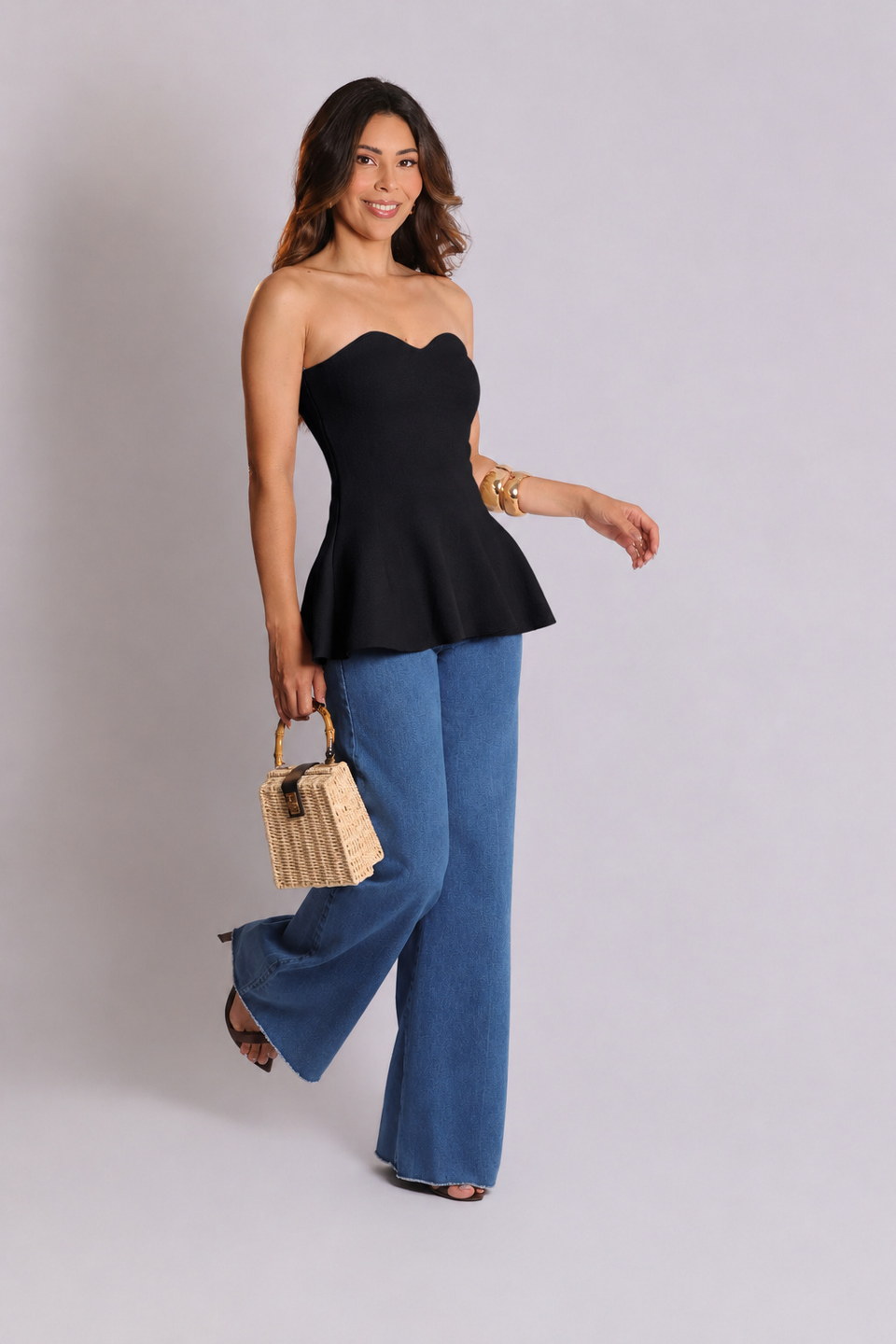 Tomara que caia peplum Elis preto — Blusas Malê