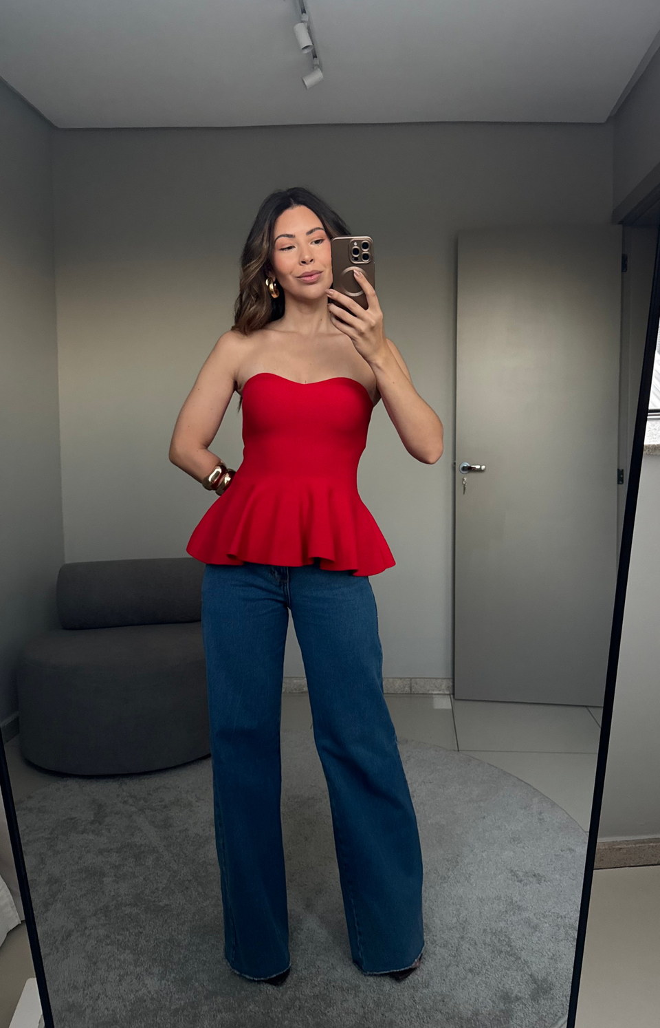 Tomara que caia peplum Elis vermelho — Blusas Malê