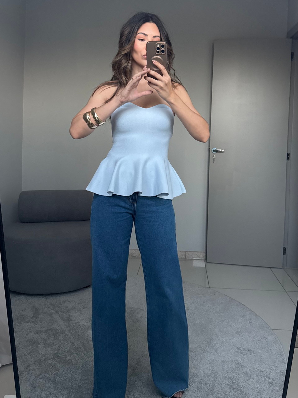 Tomara que caia peplum Elis baby blue — Blusas Malê